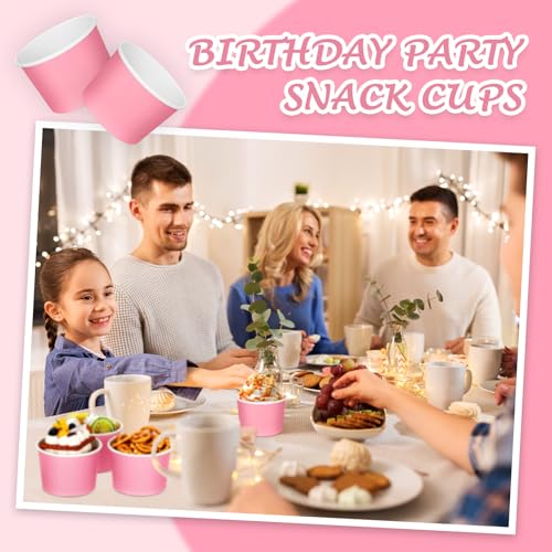 Image of Nuenen 300 Pcs 8 oz Summer Ice Cream Paper Cups Bulk Disposable Dessert Cups Solid Color Paper Dessert Bowls for Snack Sundae Spring Party Favors Ice Cream Bar Supplies (Pink)