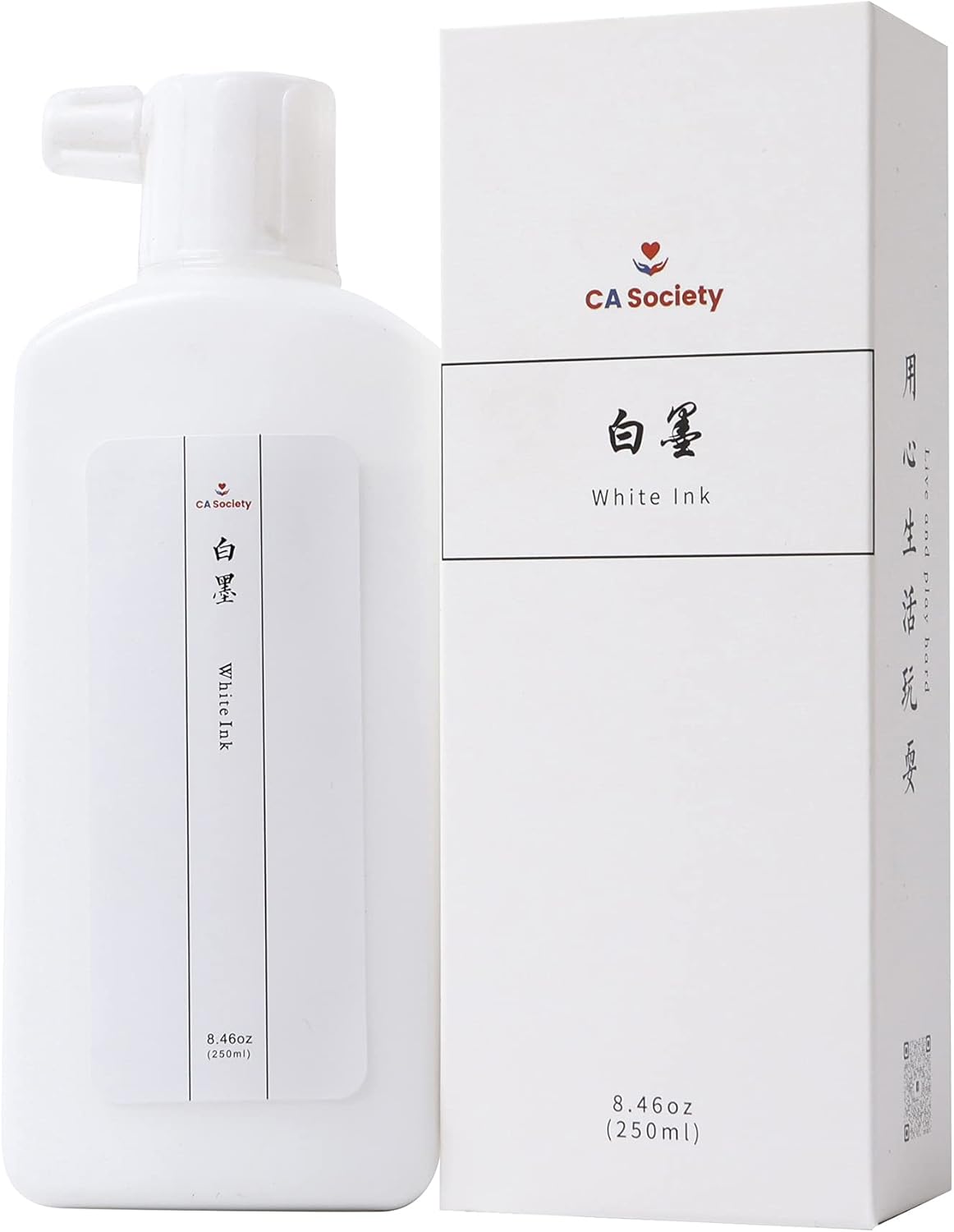 CA Society White Calligraphy Ink, White Sumi Ink, Sumi Calligraphy Ink, Chinese Calligraphy Painting Ink, 250ml (8.45oz)
