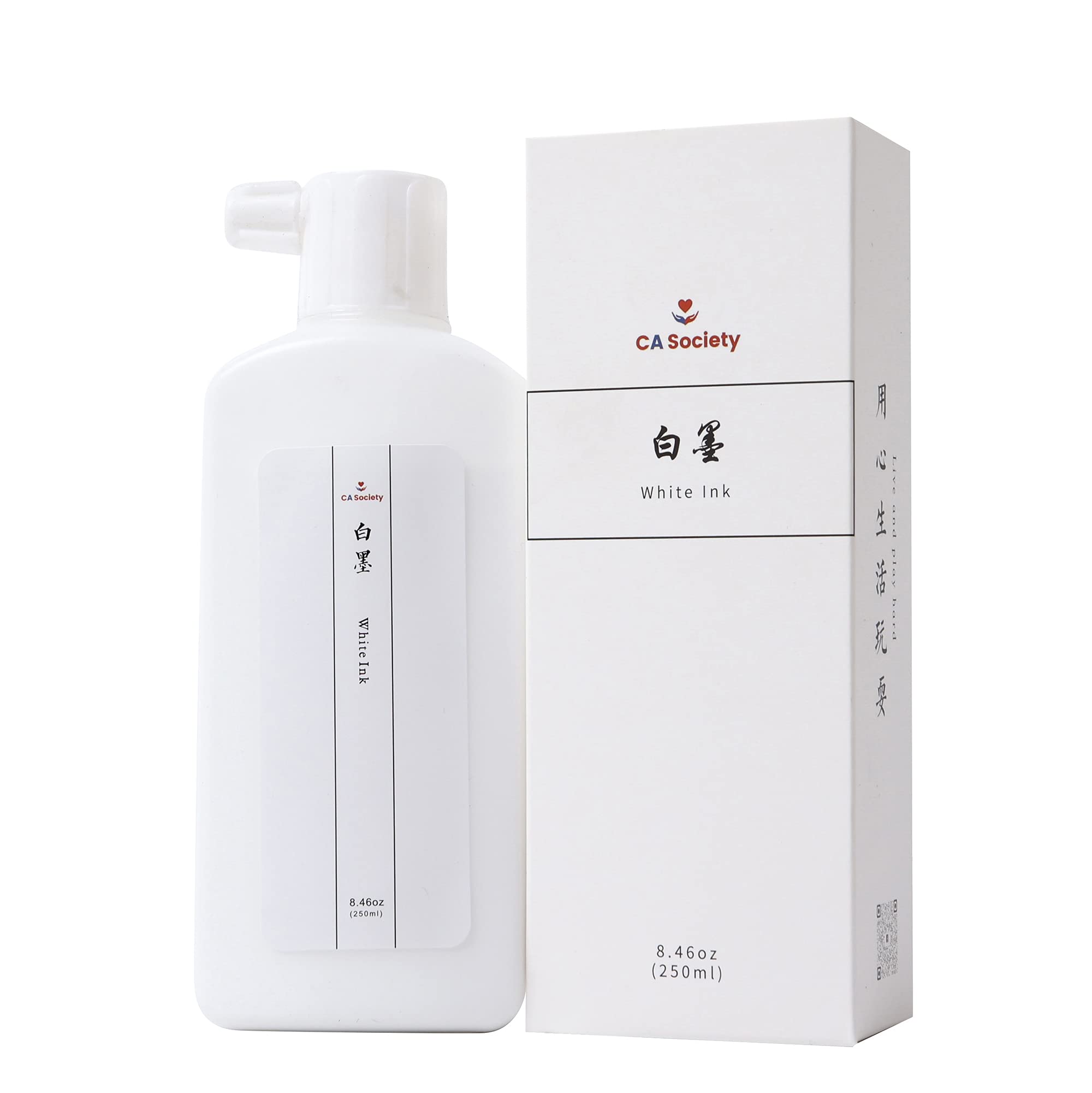 CA Society White Calligraphy Ink, White Sumi Ink, Sumi Calligraphy Ink, Chinese Calligraphy Painting Ink, 250ml (8.45oz) …
