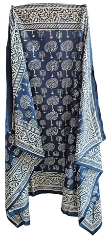 INDIANHANDICRAFTS Hand Block Print Sarong, 100% Cotton, Women's Adult Party Wear, Floral, Size 44x72 Inch