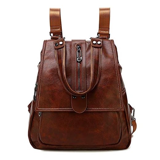 Monitika Bolsos Mochila Mujer Antirrobo Impermeable Cuero Bolsos bandolera Bolso Casual Viaje Mochilas Marrón