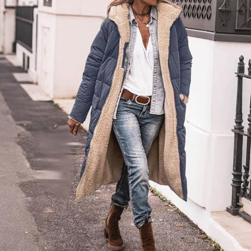 Winter Jacket for Women Warm Reversible Fleece Sherpa Lined Quilted Jackets Zip Up Hooded Long Casual Puffer Coat2