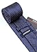 HISDERN Navy Blue Ties for Men Long Tie Pocket Square Set Formal Men Necktie Handkerchief Woven Classic Silk Tie for Business or Wedding