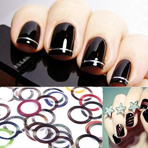 Belicia 10Pcs Mixed Colors Rolls Striping Tape Line Nail Art Tips Decoration Sticker 1