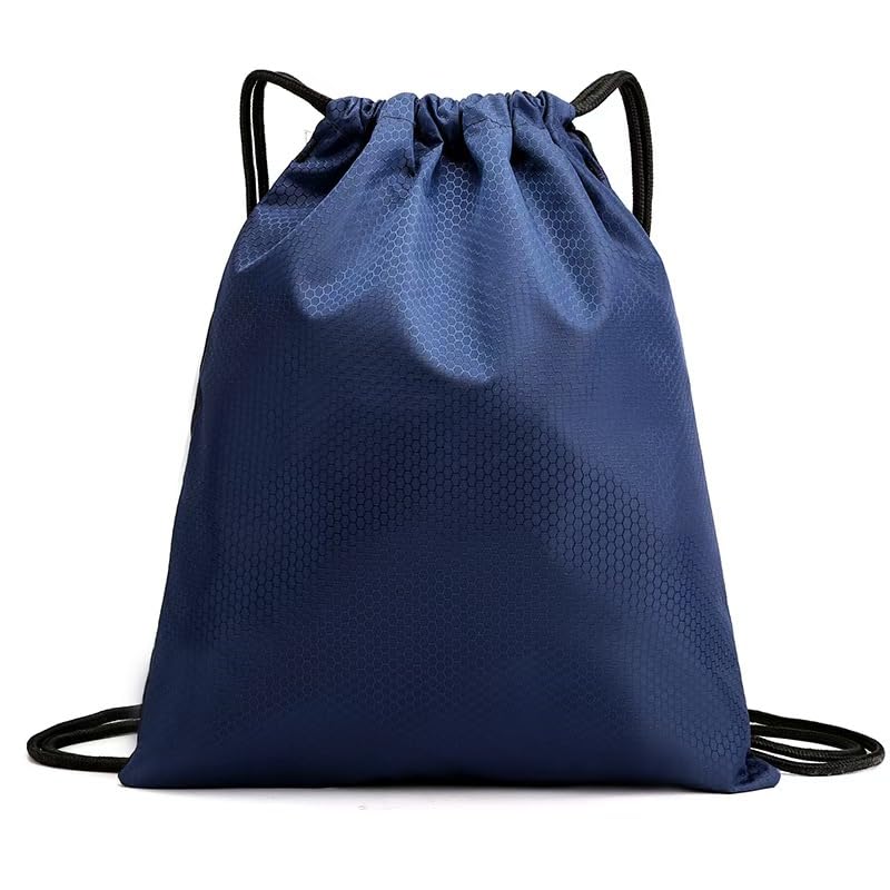 Image of Waterproof Drawstring Backpacks, Soccer-Texture Oxford Fabric, 16.9 inch x 13.8 inch,0.19 lb, Gym & Marathon Gear Sacks (1, Navy Blue)