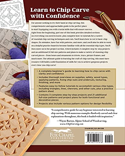 Chip Carving Starter Guide: Learn to Chip Carve with 24 Skill-Building Projects (Fox Chapel Publishing) Beginner-Friendly Step-by-Step with Full-Size Patterns that Start Simply, then Slowly Progress - Image 2