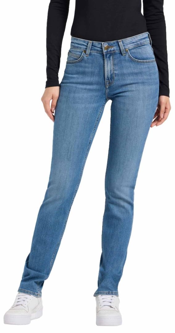 Lee Women's Cyber Blue Marion Straight Jean X33 W30/L33