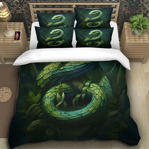Housse de couette serpent vert hypoallergénique en microfibre douce - 5