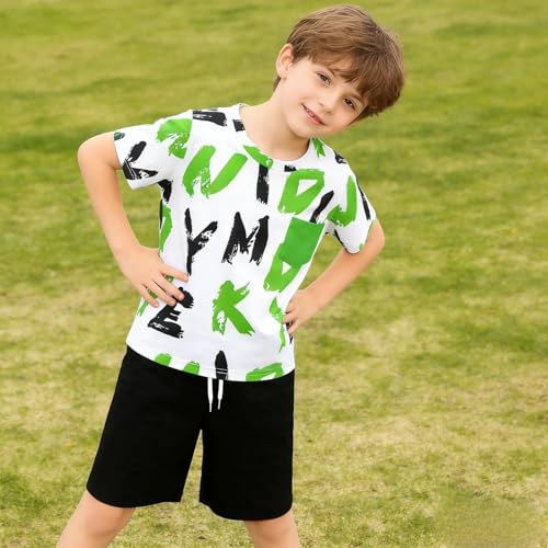 Image of Size 6-12 Years Boys Summer Fall Outfits Set 2PCS Short Sleeve T-Shirt & Shorts Sets Teen Fashion Clothing Sets