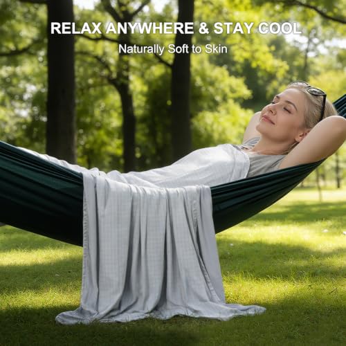 Image of EMME Breathable Cooling Throw Blanket Summer Blanket for Hot Sleepers Cold Throws for Couch Sofa Bed Thin Lightweight Double-Sided Keep Body Cool for Kids Adults Light Grey