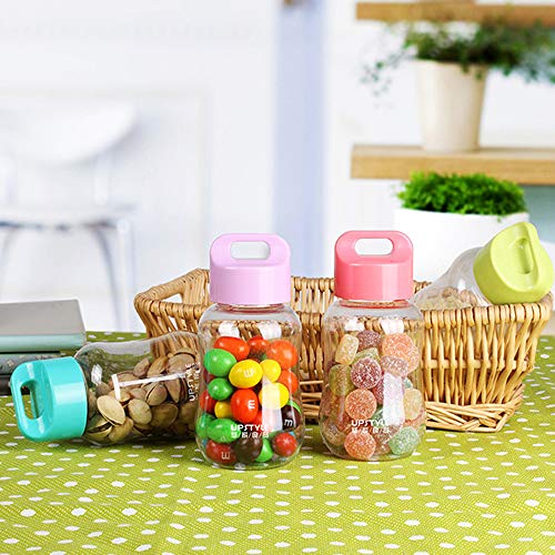 Drinkfles, draagbare sportfles, mini plastic beker, handbeker met touw, geschikt voor outdoor, wandelen, kamperen, reizen, sport, ook geschikt voor dagelijkse dranken, opslag (3 stuks, roze, blauw, groen, 200 ml) - Image 7