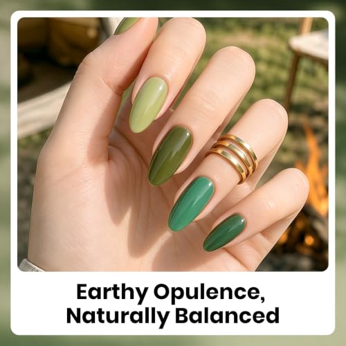 Image of beetles Green Gel Polish Set, 6 Olive Sage Forest Green Colors Gel