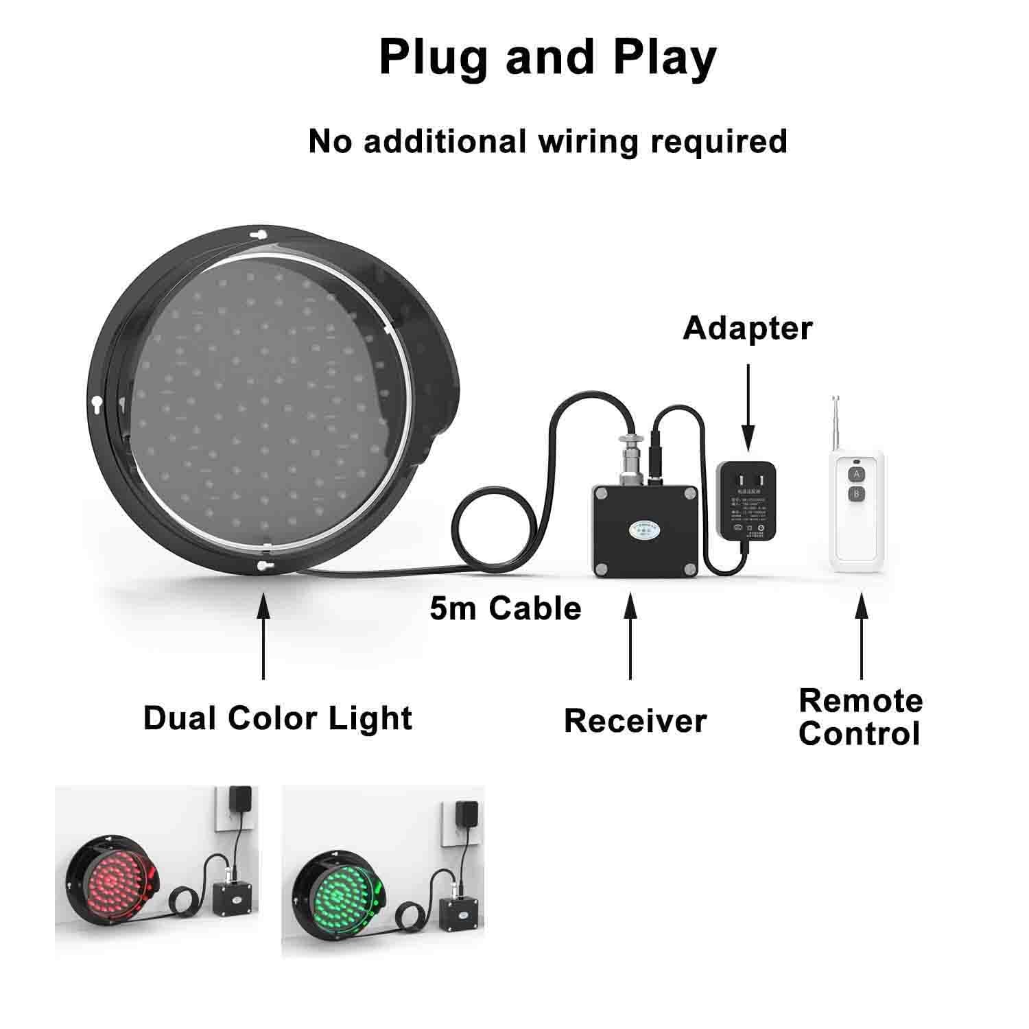 Semáforo Luz de Señal de Acera Semáforo de luz roja/verde, luz indicadora industrial, controlador/secuenciador de semáforo, distancia de control remoto de 100 m, para carretera, estación de