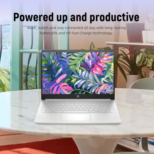 Image of HP 14 inch HD Laptop, Intel N150, 4GB RAM, 384GB Storage (128GB UFS + 256GB SD Card), 720p Webcam, Slim Design, WiFi 6, Student Business Computer, 1 Year Office 365, Win 11 Home S, Natural Silver