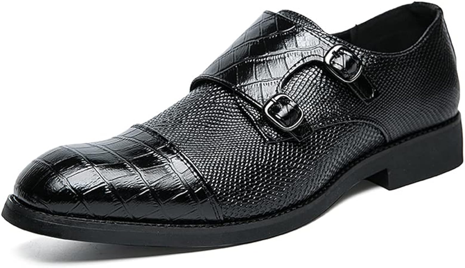 Amazon | HuitJours メンズ ダブル モンク ストラップ ローファー