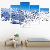 SIGNWIN 5 Panel Canvas Wall Art Modern Art Expressive Landscape Modern Mountain Top Multicolor Photography for Home Decorations Ready to Hang - 60