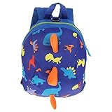 Fdit Socialme-EU Mochila para Niños Pequeños Mochila de Dinosaurio Anti-Perdida Mochila de Dibujos Animados Arnés de Seguridad para Bebés Mochila Liviana para Niños(Azul Oscuro)
