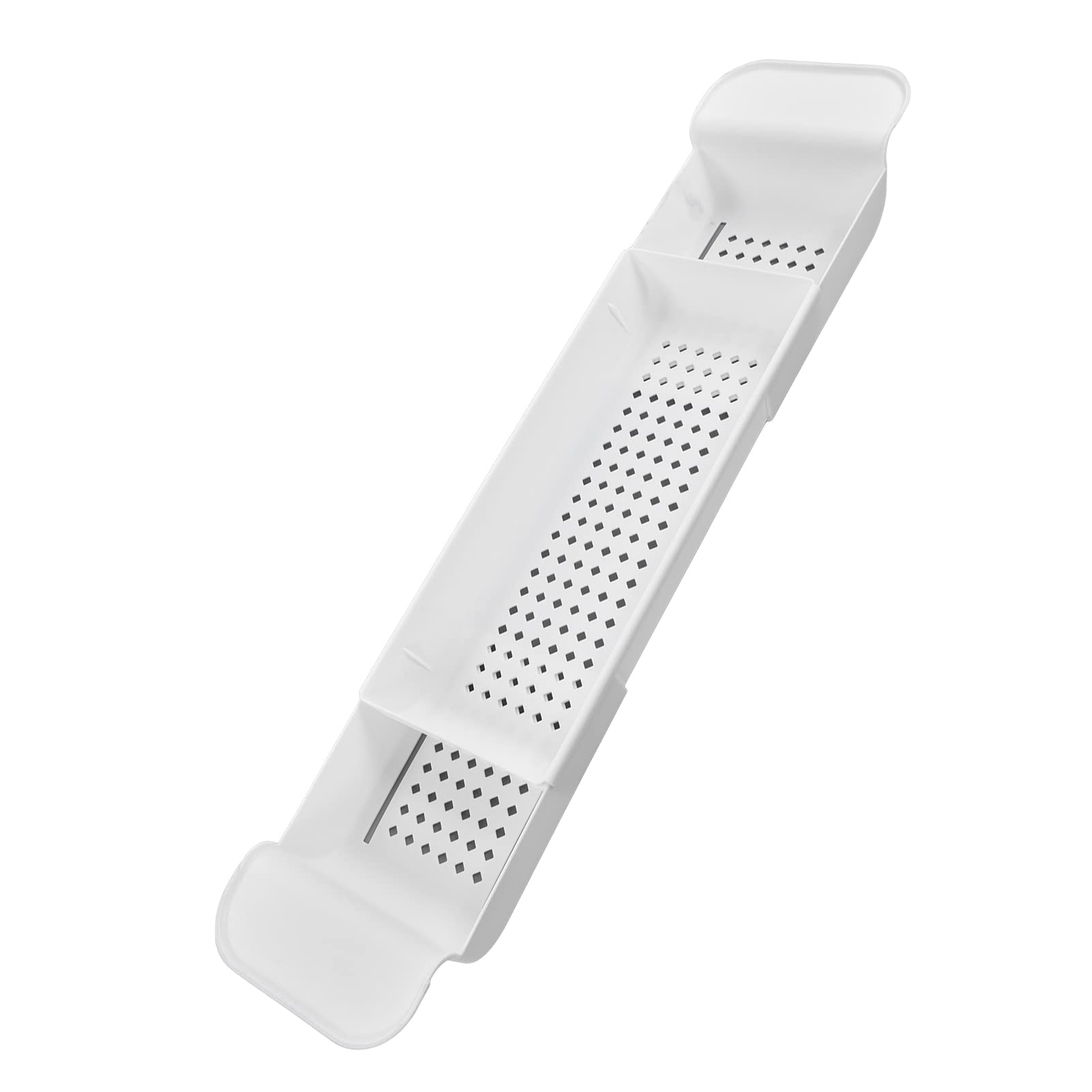 Vassoio Organizer per Vasca da Bagno Espandibile in PP, Portaoggetti Multifunzione con Mensola (Bianco)
