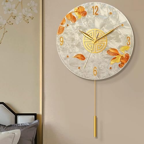 Miniatura 6 de Reloj de pared redondo con batería, de lujo, creativo, simple, de cuarzo, con péndulo oscilante, silencioso, sin tictac, para el hogar, sala de