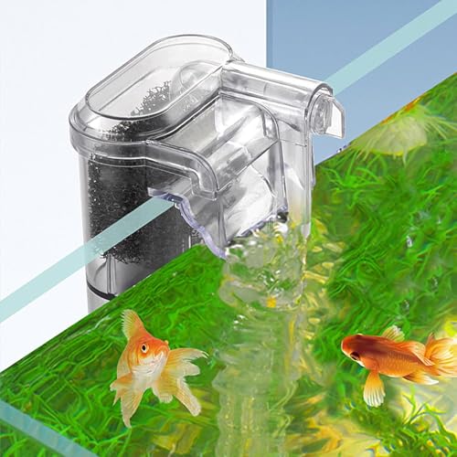 Image of VAYINATO LY-401 Mini Nano Hang-On Back Aquarium Filter, Transparent Waterfall HOB Filter with Adjustable Flow Controller, 2.5W 250 LPH, for Small Fish Tank & Bowl up to 30 cm