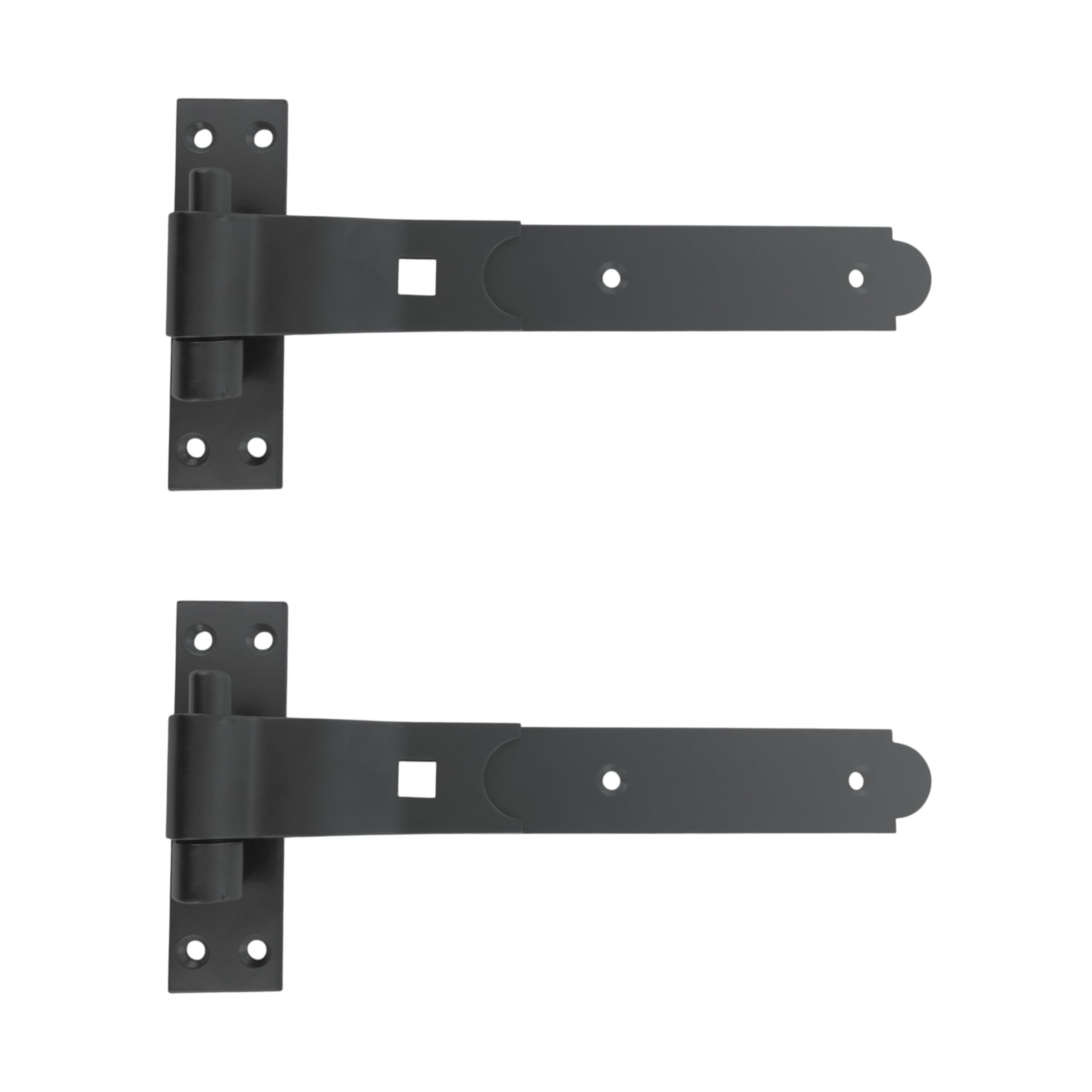 Merriway BH06850 (2 Pcs) Gate Hinges Heavy Duty Hook and Band Cranked Necked Black 250mm (10 Inch) - Pack of 2 Pieces