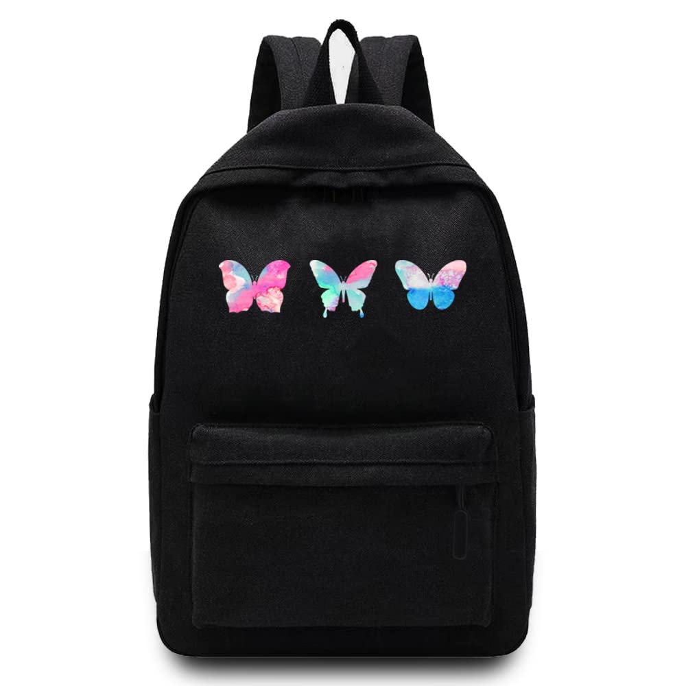 Basics Backpack/Daypack with Padded Shoulder Straps, Side Pockets Hiking Daypack Walking Rucksack Foldable Camping for Water Bottle and Laptop Sleeve, (3 Butterfly)