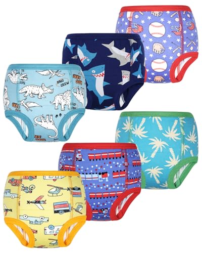 FLYISH DIRECT Calzoncillos de Entrenamiento para Niños y Niñas, 6 Packs de Ropa Interior de Entrenamiento Absorbente y Reutilizable, Viaje de Aventura, 6 años