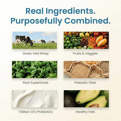 TrueFit High Fiber Protein Powder, Grass-Fed Whey Meal Replacement Shake with Prebiotics, Probiotics, & Organic Superfoods, Keto Friendly, Gluten Free - Image 4