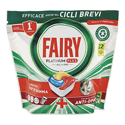 FAIRY Platinum Plus Detersivo Pastiglie Lavastoviglie, Brillantante, 60 cápsulas Lavastoviglie, Limone, Tecnología Anti-Opaco, Contro Il Grasso e le Incrostazioni Ostinate Anche Nei Cicli Brevi