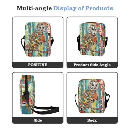 Barred Owl Stained Glass mens messenger bag Shoulder Bag Womens Cross Body Purses Adjustable Strap for School Outdoor Daily4