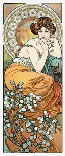 Miniatura 2 de MUC018lg Topaz by Alphonse Mucha - Tabla de punto de cruz, símbolos de gran tamaño