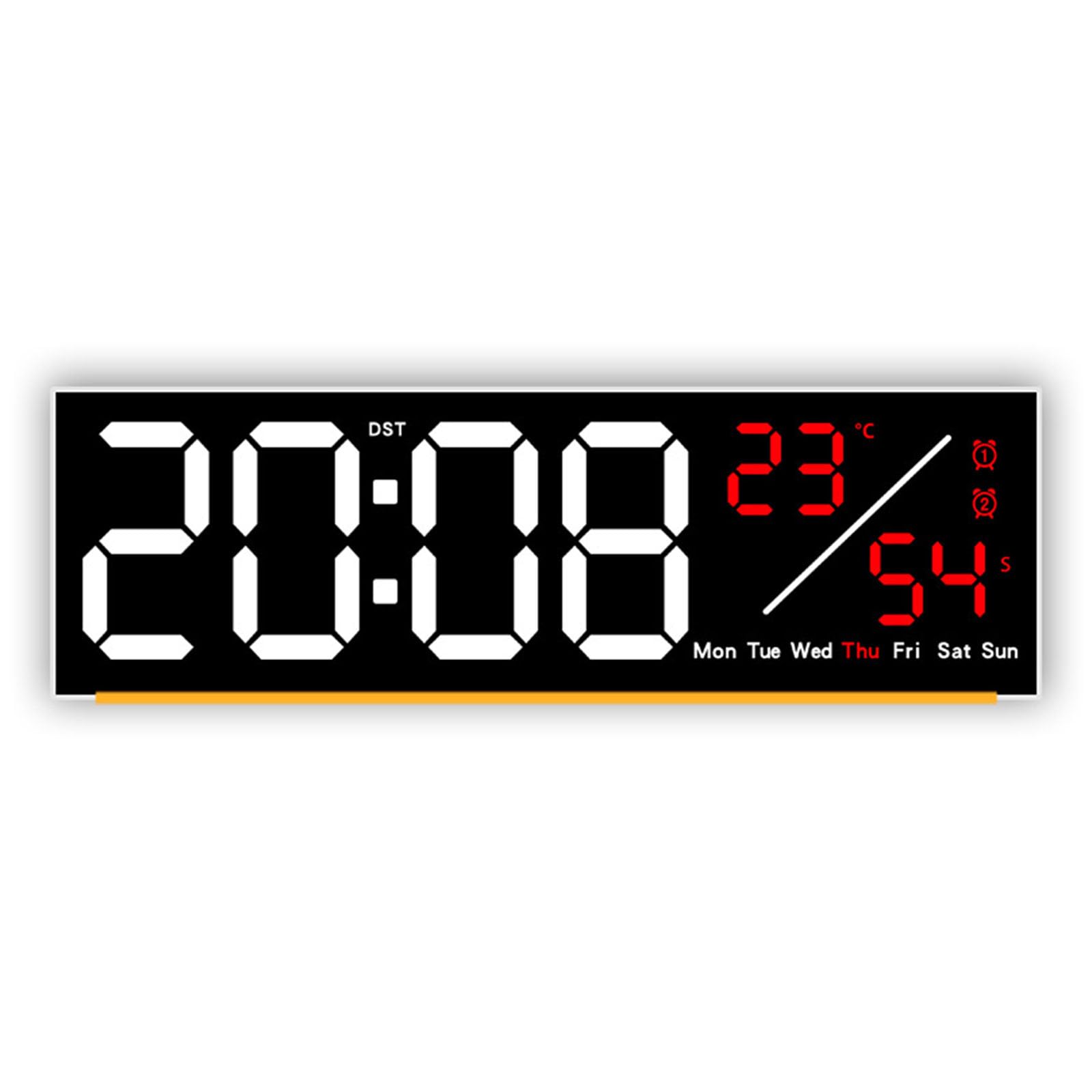 Tsophreniq Wall Mounted LED Clock with Temperature, Alarm, Date, Auto Dimming for Home Classroom Digital Wall Clock Battery Operated Desk