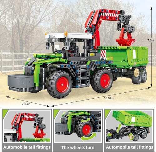 Mov stone City Construction 3 in 1 Tractor Harvester Building Block Kits, Truck Farm Construction Vehicles Set Toys for Adults and Boys Girls 8-12(1481 Pieces) - Thumbnail 2