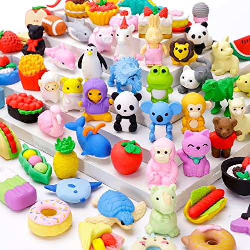 Mgparty 60Pcs Animal Erasers For Kids Pencil Erasers Puzzle Erasers 3D Mini Bulk Pull Apart Erasers For Birthday Party Favors Carnival Prizes Box Classroom Rewards Treasure Box Games Prizes #TOP1