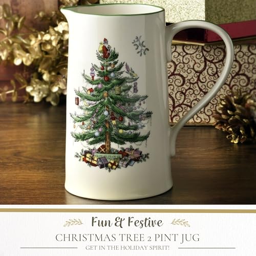 Spode Christmas Tree 32 Oz Porcelain Jug - Festive Holiday Kitchenware for Milk, Cream, Juice - Collectible & Elegant Tableware for Christmas Celebrations - Rustic Ceramic & Vintage Water Pitcher - Image 5