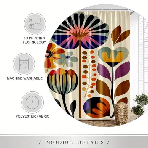 Rideau de douche art floral abstrait grand format 180 x 225 - 5