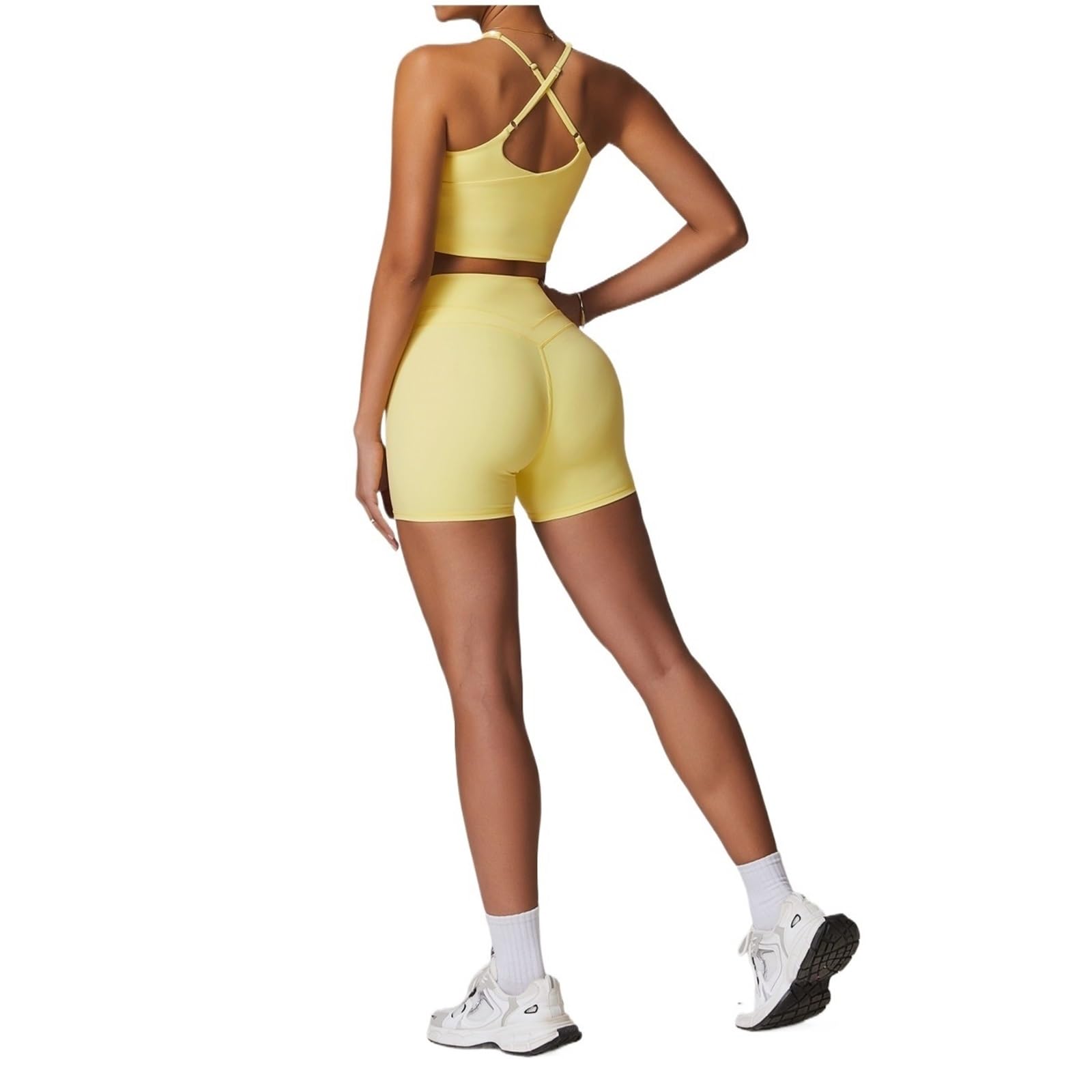 Conjunto Deportivo Mujer Conjunto de Yoga 2 uds, ropa deportiva, atlética, Legging gimnasio, sujetador Fitness, Top corto, traje deportivo manga corta