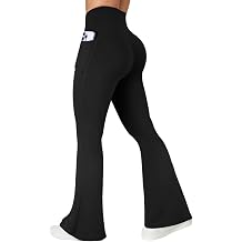 COPYLEAF Flare Leggings with Pockets for Women Seamless Crossover Yoga Pants with Tummy Control Bootcut Work Pants Trendy