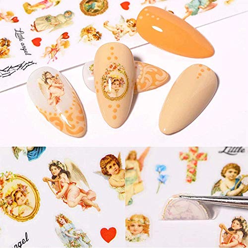 EBANKU Stickers pour ongles en forme d'ange, autocollants 3D pour nail art, décoration d'ongles, 5 Count (Pack of 1)