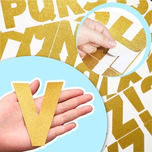 Image of Harloon 232 Pcs Large Glitter Letter Stickers, Gold, 4 Inch