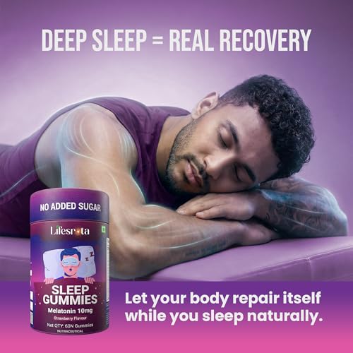 Image of 10mg Melatonin Sleep Support Gummies for Deep Sleep, Relaxation & Calmness - 60 Sleep Gummies for Men and Women - Sugar Free & Non-Hobbit Forming - Strawberry Flavour (Pack of 2)