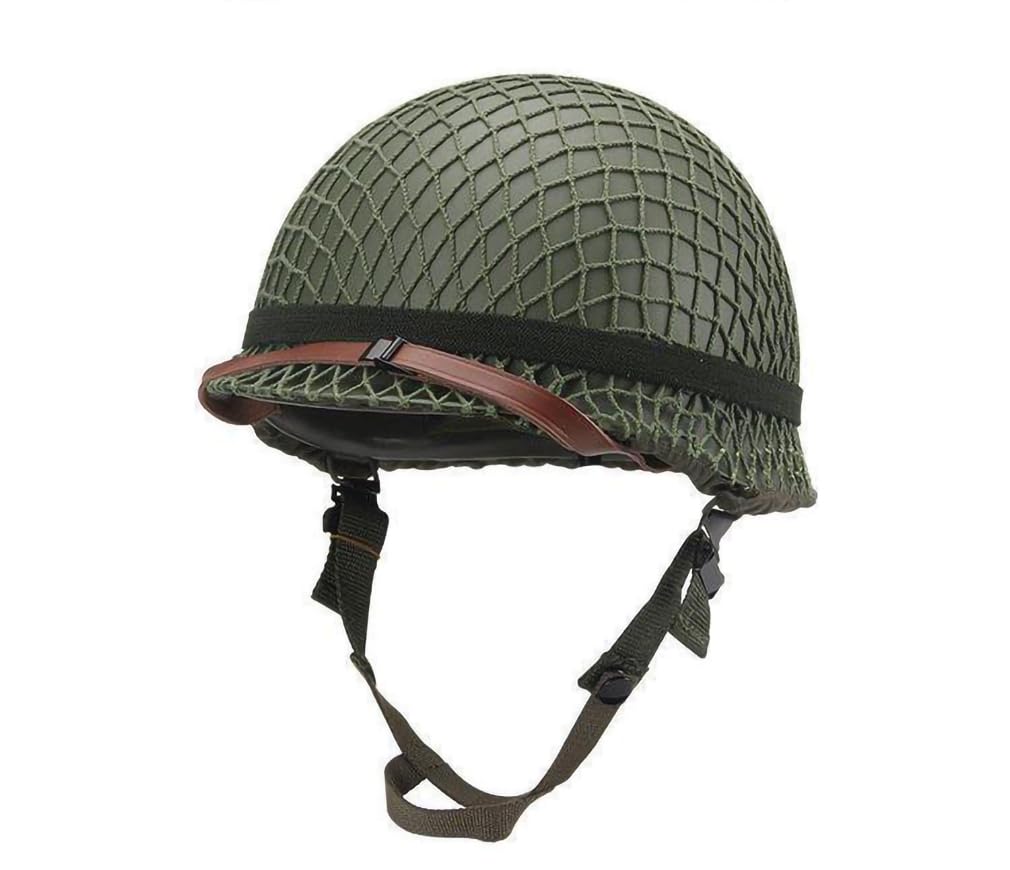 WW2 US M1 Casque Acier Vert avec Housse en Filet pour Casque Tactique Airsoft Paintball