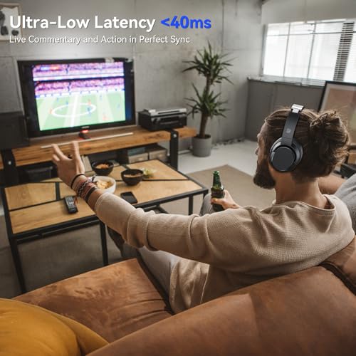 Wireless Headphones for TV, TV Headphones Wireless for Seniors, Versatile Charging Dock with Transmitter, Instant Audio Sync, 65-Hour Battery Life, Ideal Gift for Parents & Seniors - Image 4