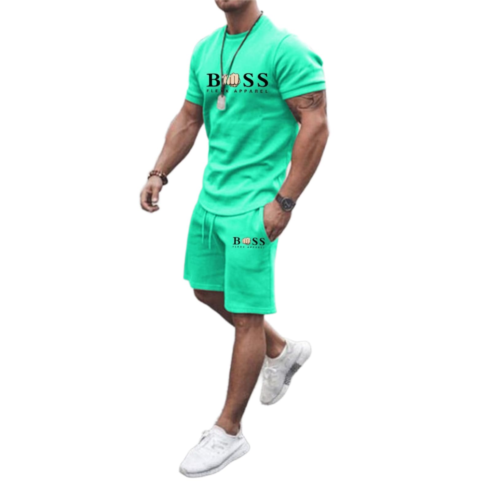 Survêtement de sport pour homme, t-shirt et short, tenue 2 pièces, survêtement d'été décontracté avec poche, grande taille, respirant, sportif et élégant