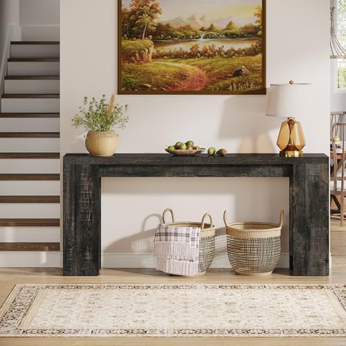 Image of Tribesigns 70.9-Inch Extra Long Console Table, Farmhouse Wood Sofa Table Behind Couch, Narrow Entryway Accent Table for Living Room, Hallway, Entrance, Foyer, Black