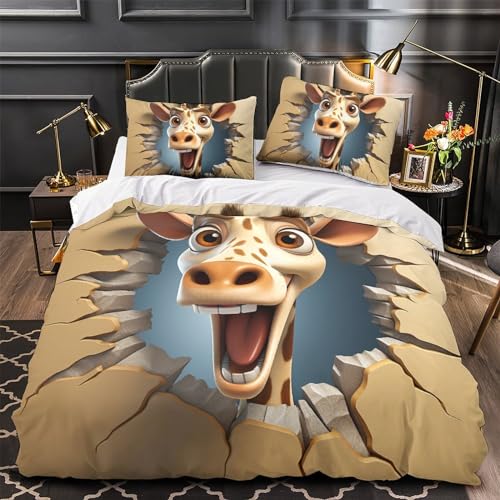Housse de couette girafe 3D le cadeau idéal pour lit double enfant - 4