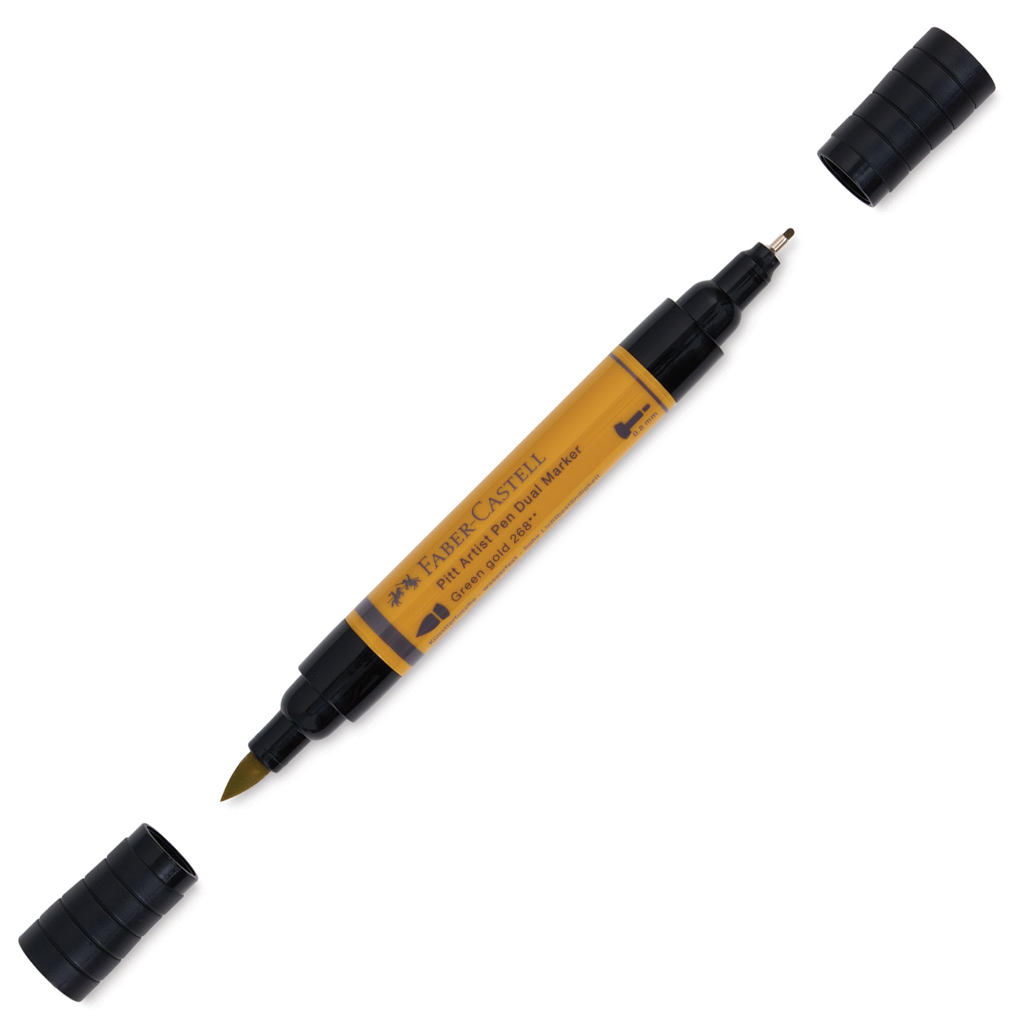 Faber-Castell Art & Graphic Pitt Artist Pen Dual Marker India Ink, Green Gold, Single Pitt Pen, For Art, Craft, Drawing, Sketching, Home, School,