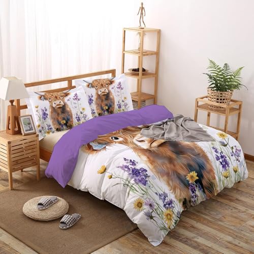 Parure housse couette vache des Highlands microfibre avec taies - 5