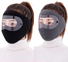 Unisex Winter Face Mask with Windproof, Warm, Anti-Fog Removable Eye Protection Screen, Breathable Cycling Mask for Women and Men