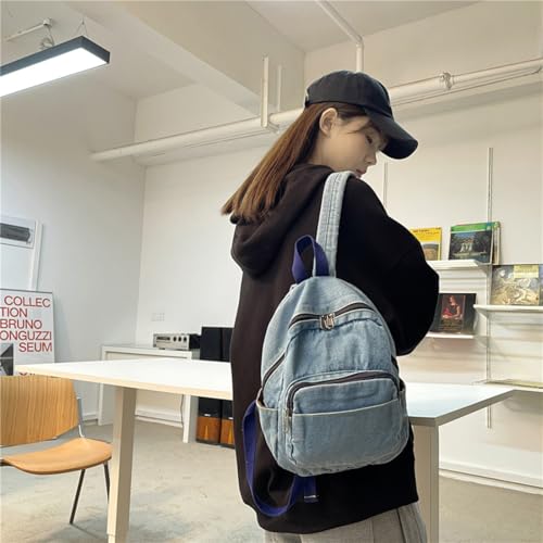 Image of MaxxCloud Vintage Denim Backpack Tote Satchel Hiking Knapsack Canvas Travel Bag Handbag Purse Rucksack 519 Light Blue, Standard